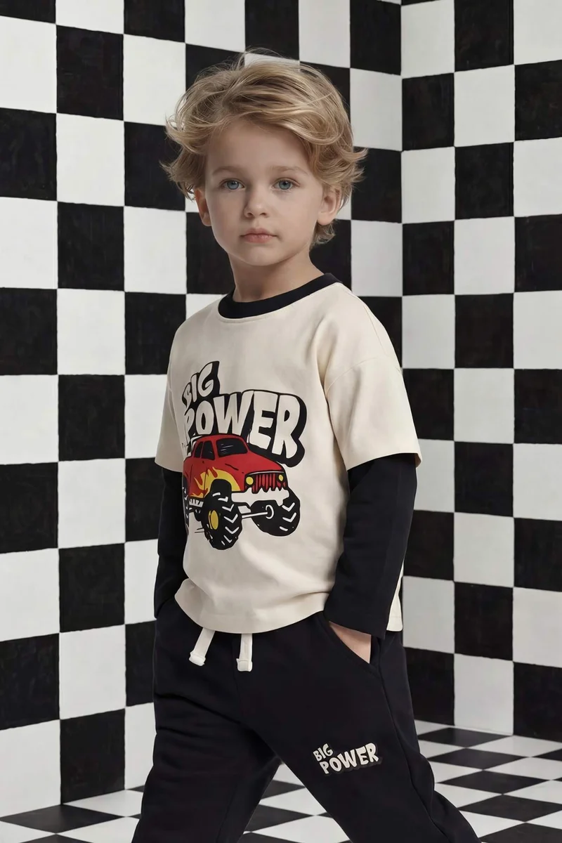 DeFacto Boy Oversize Crew Neck Printed T-shirt