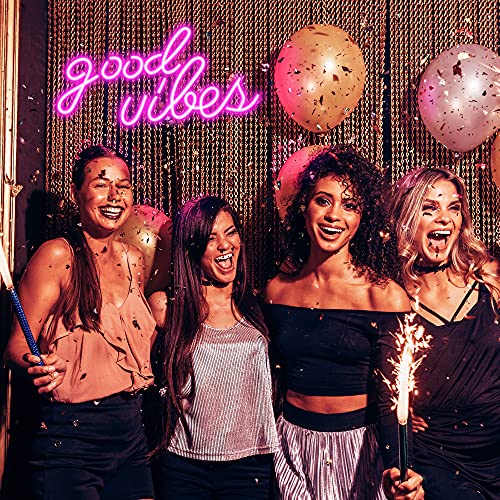 Olekki Pink Good Vibes Neon Sign - Neon Lights for Bedroom, LED Neon Signs for Wall Decor (16.1 x 8.3 inch) - Image 4