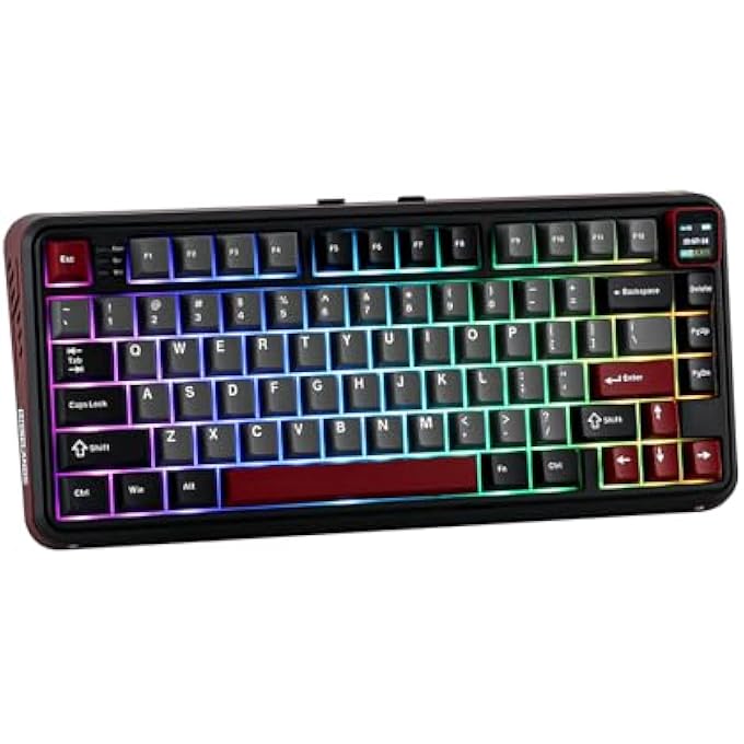 rayihni VIBE75 V2 75% WIRELESS GAMING KEYBOARD WITH SCREEN MODULE, HOT SWAPPABLE CREAMY MECHANICAL KEYBOARD WITH SEAL STRUCTURE, BT5.0/2.4GHZ/USB-C, RGB, QWERTY (BLACK) - Image 1