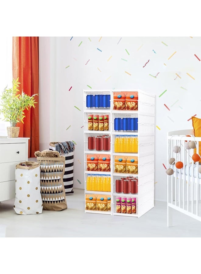 DUNISO 6 Tier Shoe Boxes,Stackable Shoe Storage Organizer Boxes，Easy Installation All in One Shoe Rack Organizer with Doors， Foldable，Space Saving，for Closet Entryway Containers Bins ，34.5*25.5*105cm，White - Image 5