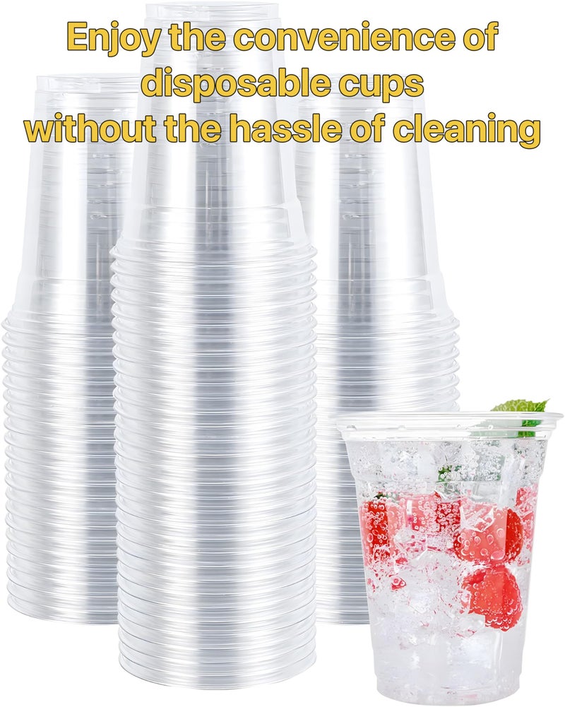 Pokanic Plastic Clear Cups 12 oz with Lids and Straws 25 Set Disposable Cold Beverage Drinking Iced Coffee Water Juice Tea Party Travel Cafe Restaurant School Office Home Kitchen (25 Set  12 oz) - Image 5