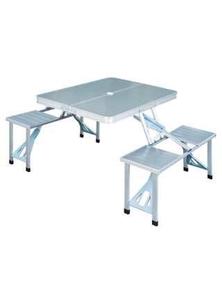 Folding Camping Picnic Table with 4 Seats with Garden Umbrella Hole Portable Table Aluminum Alloy Frame with Soft Handle Suitable for Barbecue Travel Outing - pzsku/Z2B16FFE353594C24697DZ/45/_/1651037422/654d1a73-bf1e-47ad-bb49-80345bc916b7