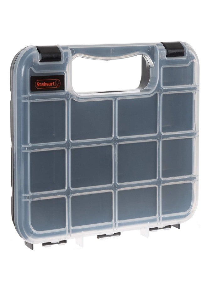 Stalwart Portable Storage Case with Secure Locks and 14 Small Bin Compartments for Hardware, Screws, Bolts, Nuts, Nails, Beads, Jewelry and More