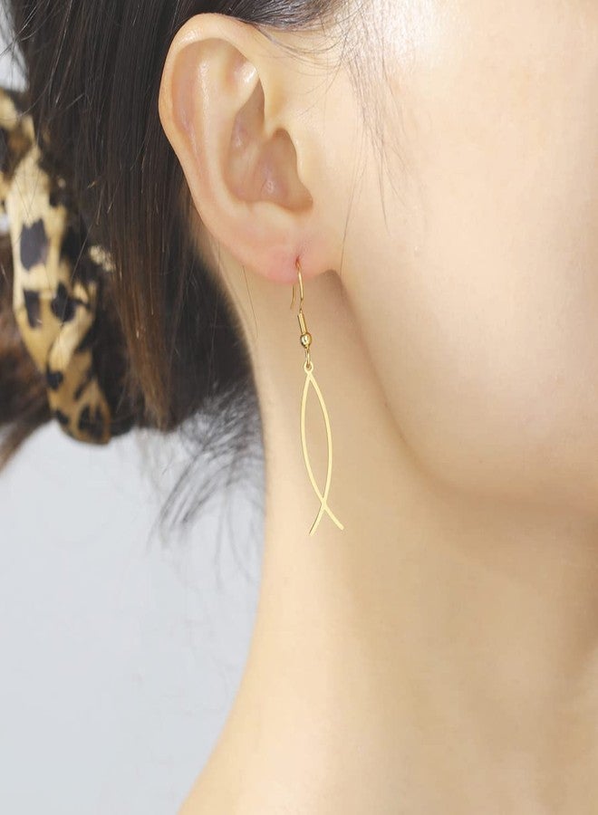 UNIFT Jesus Fish Faith Symbol Earrings for Women Stainless Steel Chic Arc Fish Hook Earring Christian Jewelry (gold) - Image 3