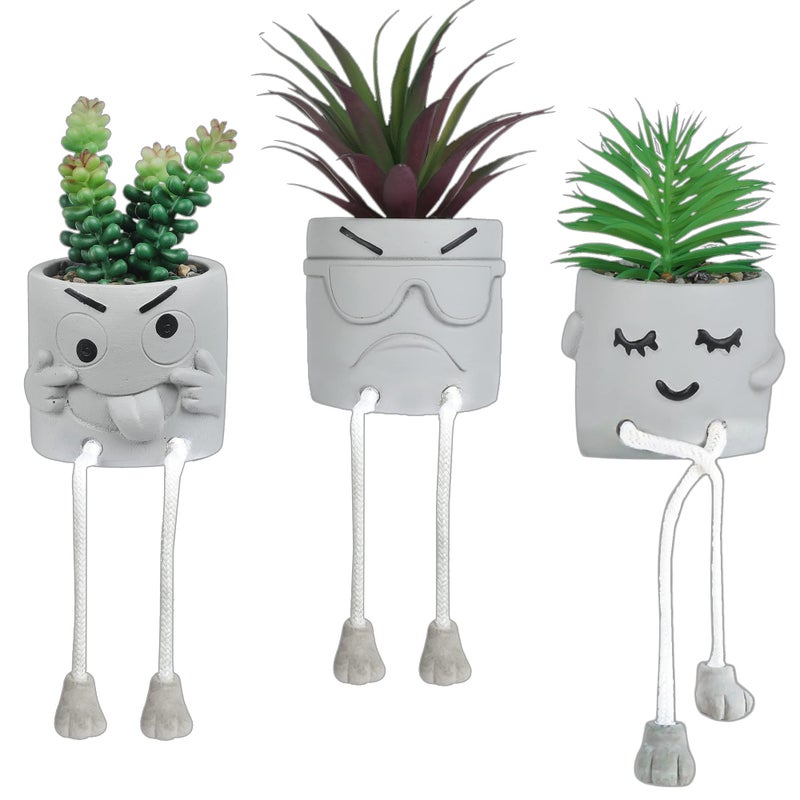 OLEEK Small Fake Plant Office Desk Decor - Desk Plants for Office Decorations for Work - Decorative Plants Decor - Funny Office Decor for Women - Fake Succulents Plants Artificial Home Decor Shelf - Image 1