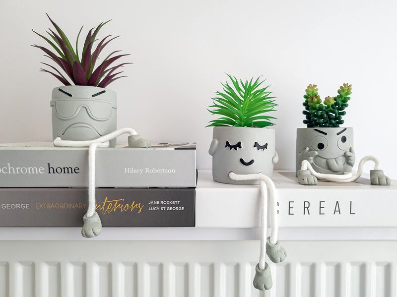 OLEEK Small Fake Plant Office Desk Decor - Desk Plants for Office Decorations for Work - Decorative Plants Decor - Funny Office Decor for Women - Fake Succulents Plants Artificial Home Decor Shelf - Image 2