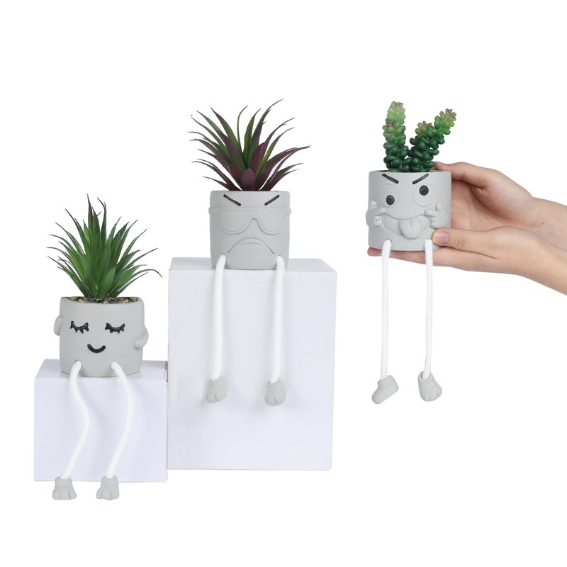 OLEEK Small Fake Plant Office Desk Decor - Desk Plants for Office Decorations for Work - Decorative Plants Decor - Funny Office Decor for Women - Fake Succulents Plants Artificial Home Decor Shelf - Image 5