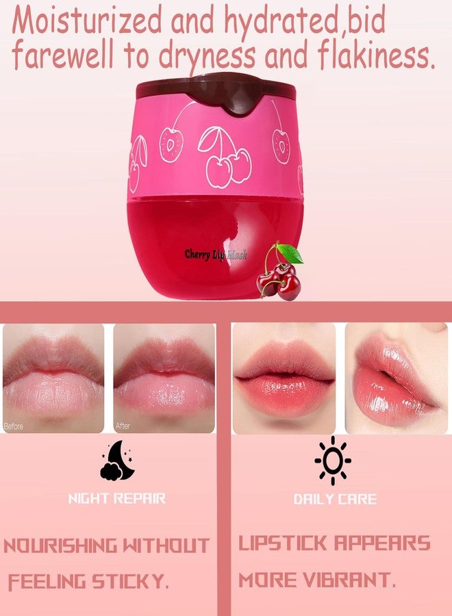 TIRDET 1 PCS Bee Lip Balm Honey Pot, Exfoliating Cherry Sleeping Lip Mask Overnight with Sticks, Prevention Dry Hydrating and Crack Scrubs - Image 2