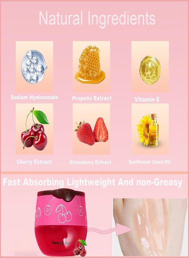 TIRDET 1 PCS Bee Lip Balm Honey Pot, Exfoliating Cherry Sleeping Lip Mask Overnight with Sticks, Prevention Dry Hydrating and Crack Scrubs - Image 5
