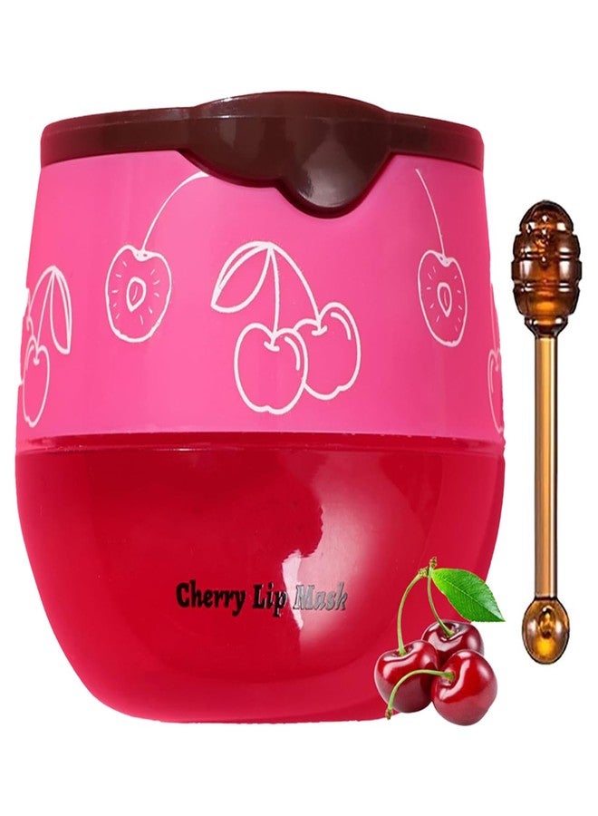 TIRDET 1 PCS Bee Lip Balm Honey Pot, Exfoliating Cherry Sleeping Lip Mask Overnight with Sticks, Prevention Dry Hydrating and Crack Scrubs - Image 1