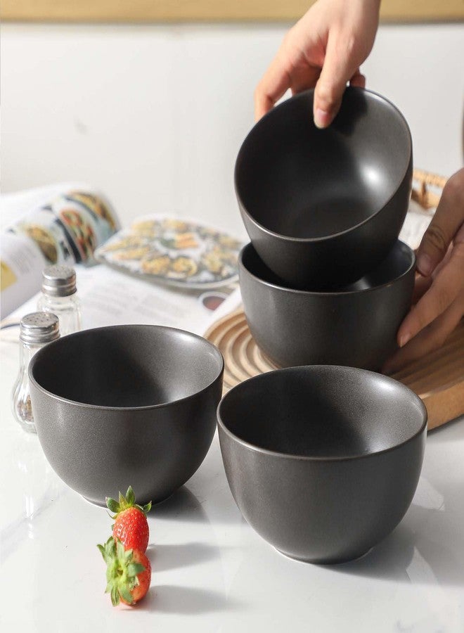 Tikooere Soup Bowls, 24 oz Cereal Bowls Set of 4, Ceramic Bowls Set for Salad, Fruit, Ramen, Dessert, Stoneware Bowls for Kitchen Decor Gift, Dishwasher Microwave Safe, Matte Black - Image 3