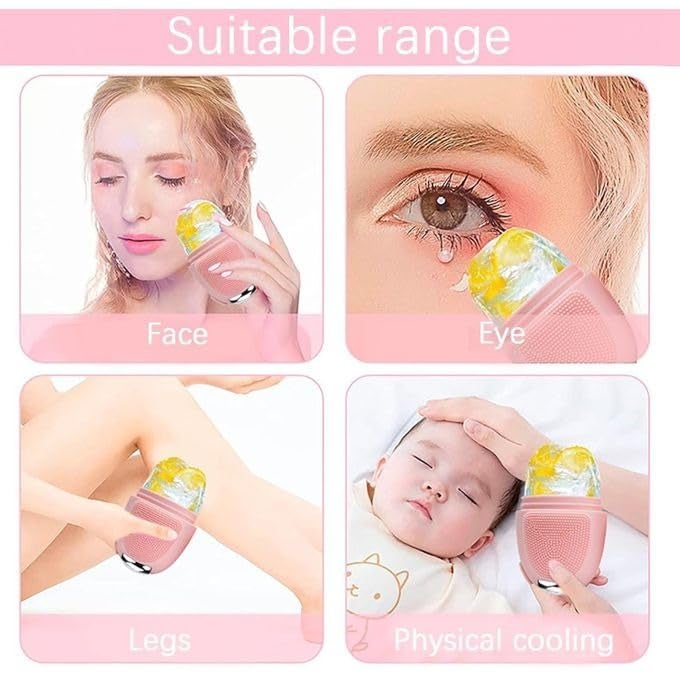 Ice Roller for Face - 3 in 1 Reusable Face Massage Roller with Shiny Metal Roller, Skin Tightening & Toning Tool with Brush for Cleansing Skin & Makeup Brushes, Puffy Eye Bags Remover - Image 3