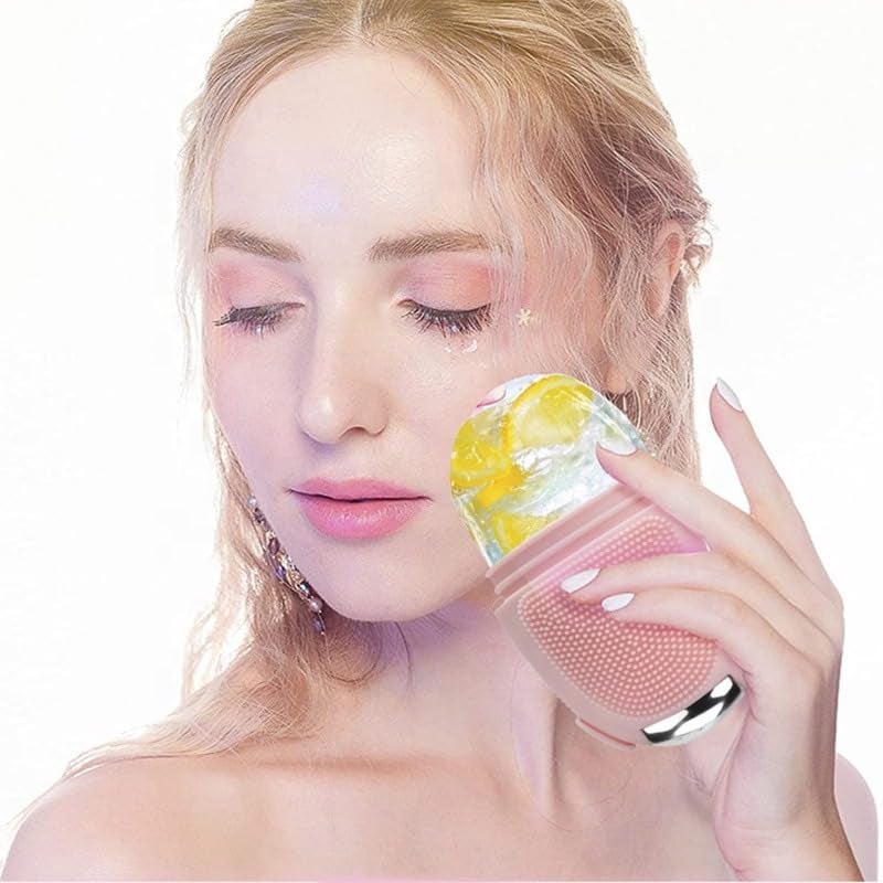 Ice Roller for Face - 3 in 1 Reusable Face Massage Roller with Shiny Metal Roller, Skin Tightening & Toning Tool with Brush for Cleansing Skin & Makeup Brushes, Puffy Eye Bags Remover - Image 4