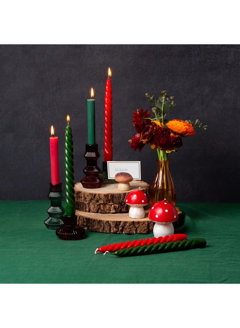 Talking Tables Talking Tables Sage Green Glass Candlestick Holder | Ribbed 3 Tier Taper Candle Stand for Christmas Table Decorations  Home D?cor  Dinner Party  Birthday  Wedding  Large (FOREST-HOLD-TALL-GRN)  - Image 3