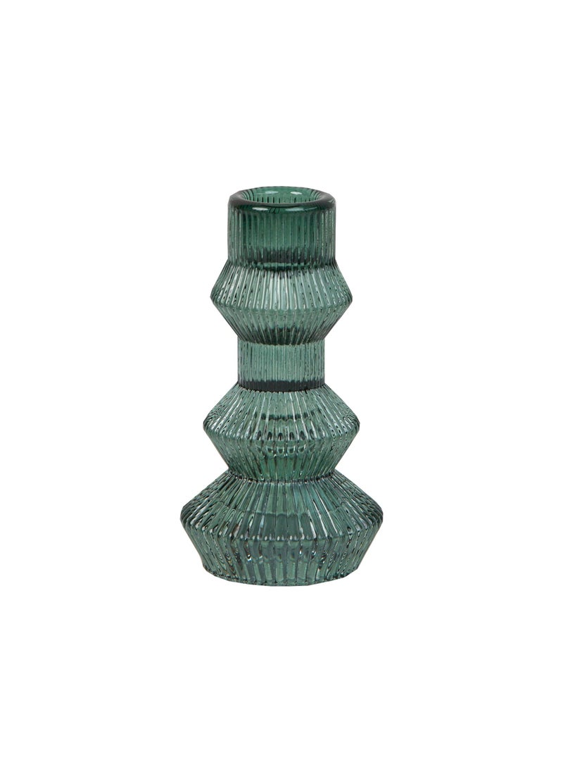 Talking Tables Talking Tables Sage Green Glass Candlestick Holder | Ribbed 3 Tier Taper Candle Stand for Christmas Table Decorations  Home D?cor  Dinner Party  Birthday  Wedding  Large (FOREST-HOLD-TALL-GRN)  - Image 1