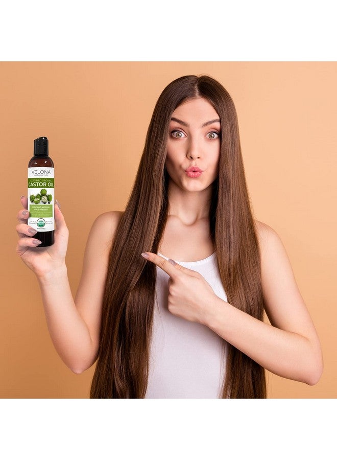 velona Usda Certified Organic Castor Oil16 Oz (With Pump) Moisturizing For Hair Boost Eyelashes Eyebrows Cold Pressed Natural Oil Usp Grade Hexane Free Lash Serum Caster - Image 4
