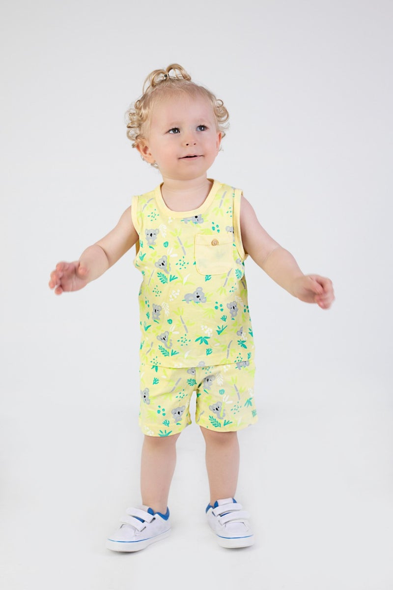 Harika Kids Boy Cute Pattern Sleeveless Tank Top and Basic Shorts Set - Image 5