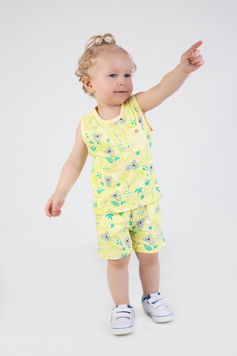 Harika Kids Boy Cute Pattern Sleeveless Tank Top and Basic Shorts Set - Image 4