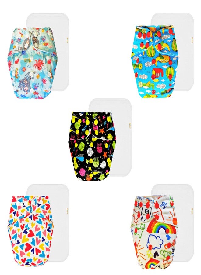 حفاضات دمبلدو القماشية الفاخرة مع حشوة قطنية (عبوة من 5) | ناعمة ولطيفة | قابلة لإعادة الاستخدام والغسل | مناسبة للسفر | ضرورية للاستخدام اليومي | من 3 أشهر إلى 3 سنوات | للجنسين - Image 1