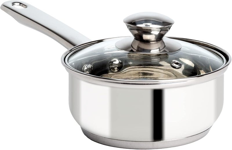 Ecolution Stainless Steel Sauce Pan, Encapsulated Induction Ready Cooking Pot with Glass Lid, Oven Safe, Dishwasher Safe Soup Pot, 1-Quart - Image 1