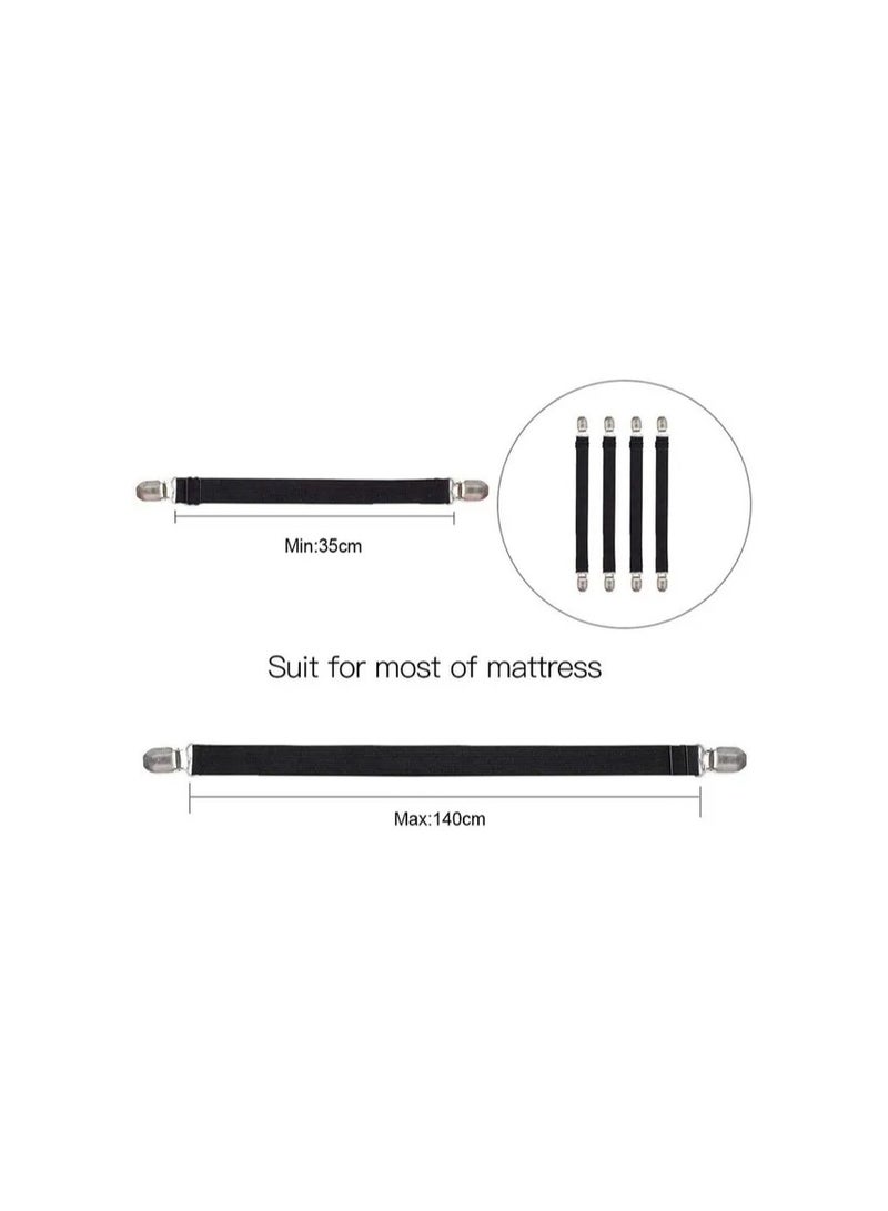 4-Pieces/Set Bed Sheet Straps Holders Fitted Sheet Clips,Adjustable Sheet Suspenders,Mattress Fasteners Gripper,Corner Clips for Bed Mattress Cover Fitted Bed Sheets - Image 5