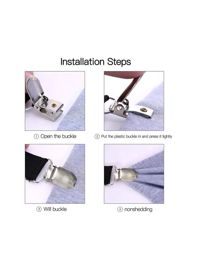 4-Pieces/Set Bed Sheet Straps Holders Fitted Sheet Clips,Adjustable Sheet Suspenders,Mattress Fasteners Gripper,Corner Clips for Bed Mattress Cover Fitted Bed Sheets - Image 3