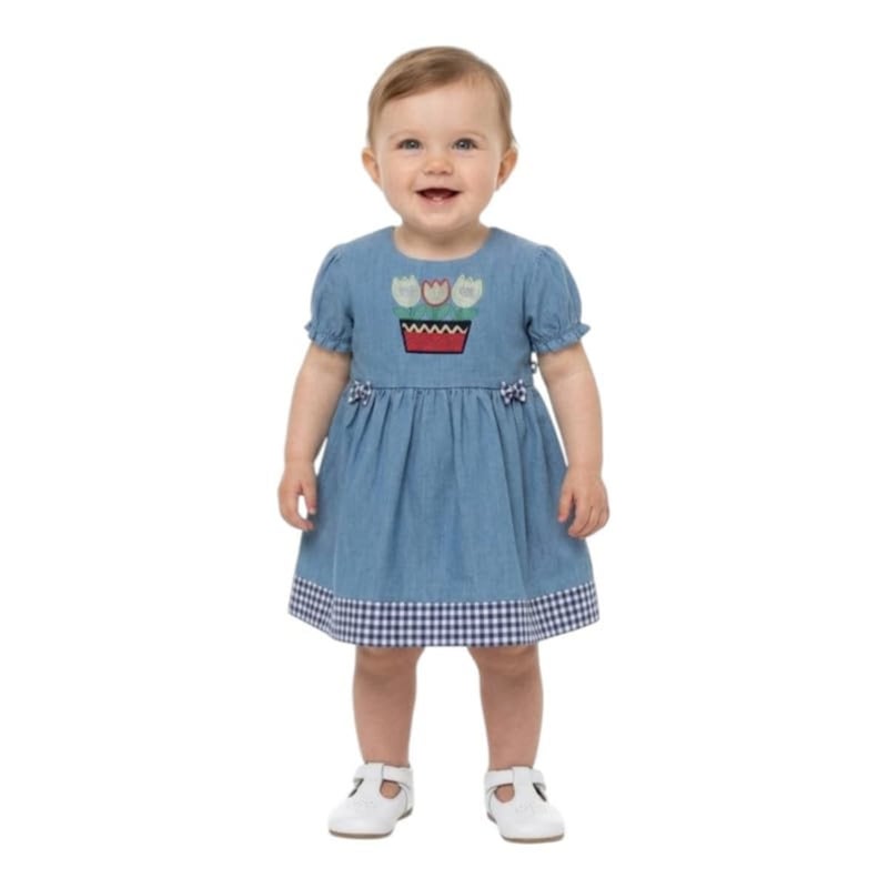 Kitten Baby Casual Outing Dress for Babies - Navy Blue - Image 1