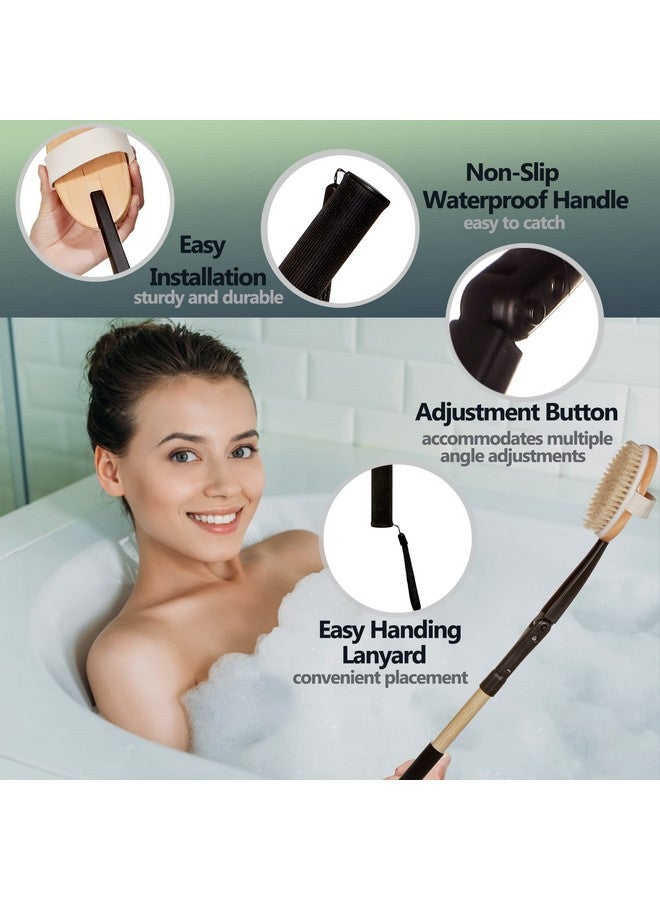 EASACE Long Handle Bath Body Brush & Lotion Applicator For Back Scrubber Shower Brush With Soft Bristles For Wet Or Dry - Image 2