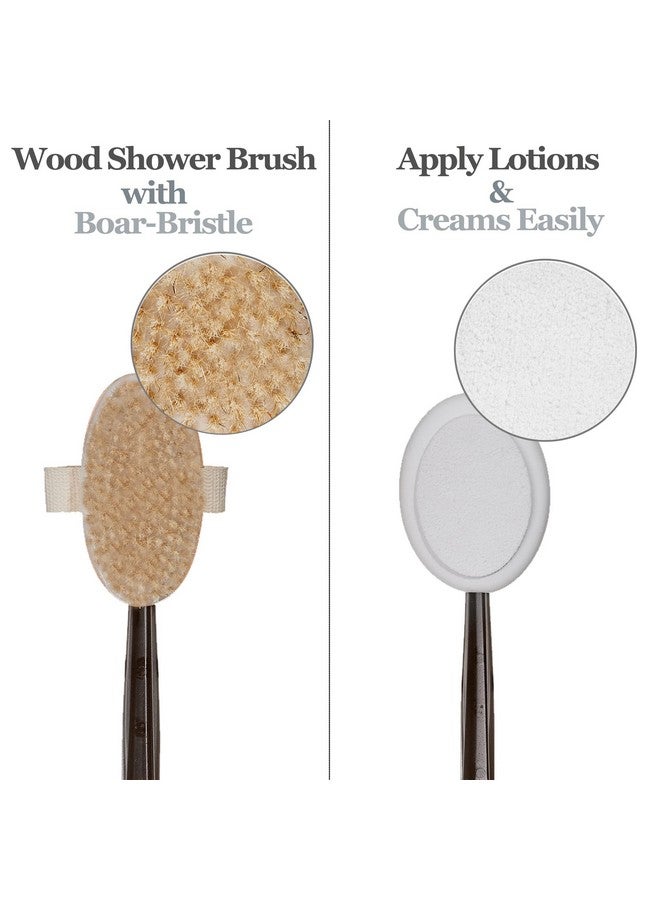 EASACE Long Handle Bath Body Brush & Lotion Applicator For Back Scrubber Shower Brush With Soft Bristles For Wet Or Dry - Image 4