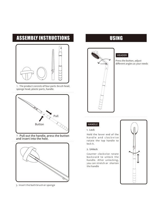 EASACE Long Handle Bath Body Brush & Lotion Applicator For Back Scrubber Shower Brush With Soft Bristles For Wet Or Dry - Image 3