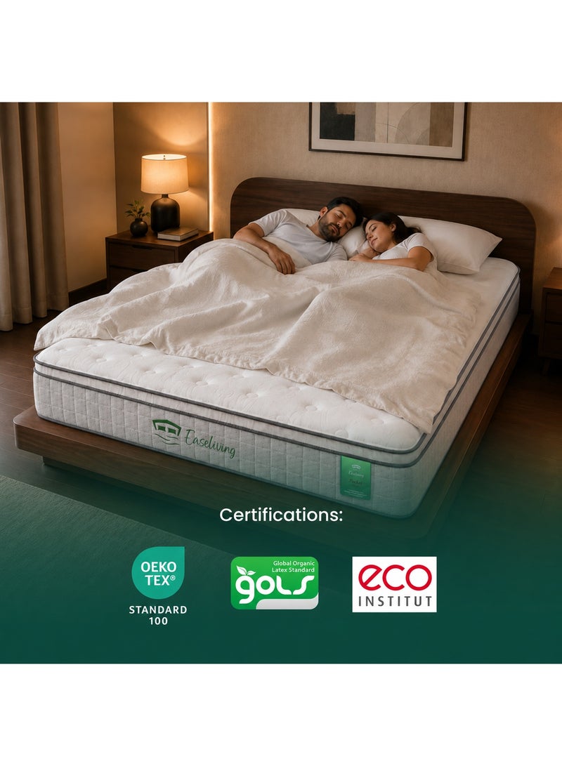 Easeliving Pocket Spring 7-Zone Natural Organic Latex King Size Mattress 180x200 cm – 30 cm Thick Medium Orthopedic Mattress with Breathable Knitted Fabric & Edge Support | GOLS Certified - Image 3