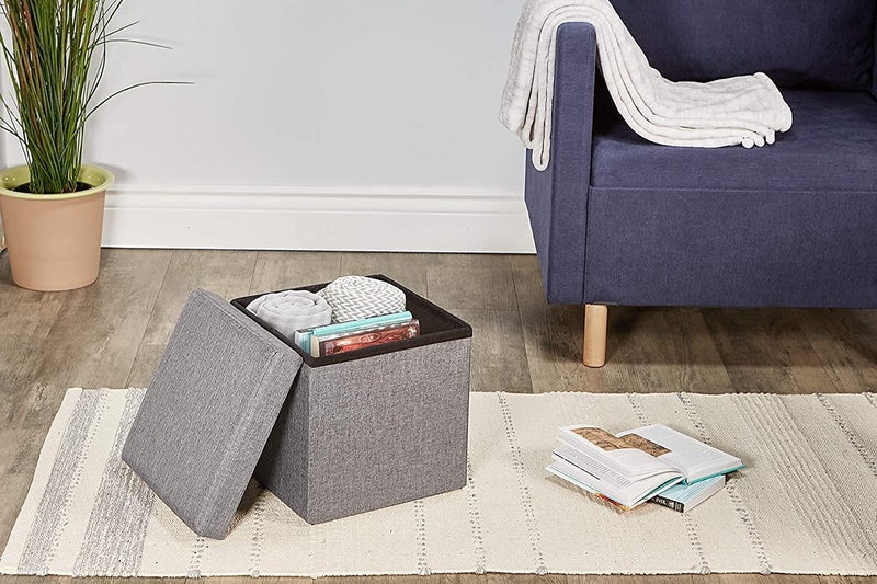Kproxi Folding Organizer Storage Ottoman Bench Footrest Stool Coffee Table Cube Camping Fishing Toys Chest Stool Quick and Easy Assembly Multicolor - Image 2