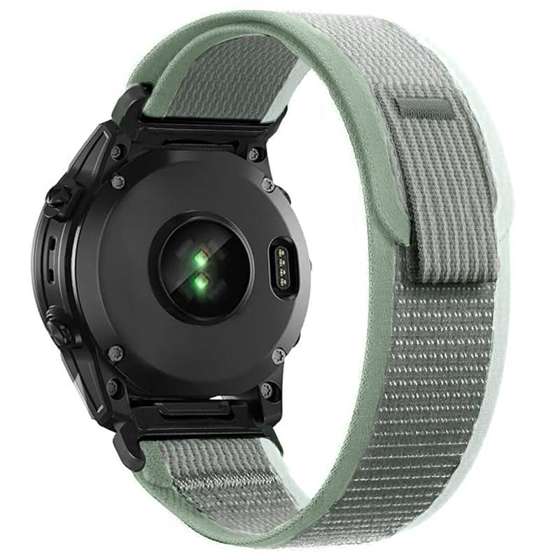S-TOP For Garmin 26mm Loop Nylon Hook and Loop Fastener Quick Release Watch Band(Green White) - Image 2