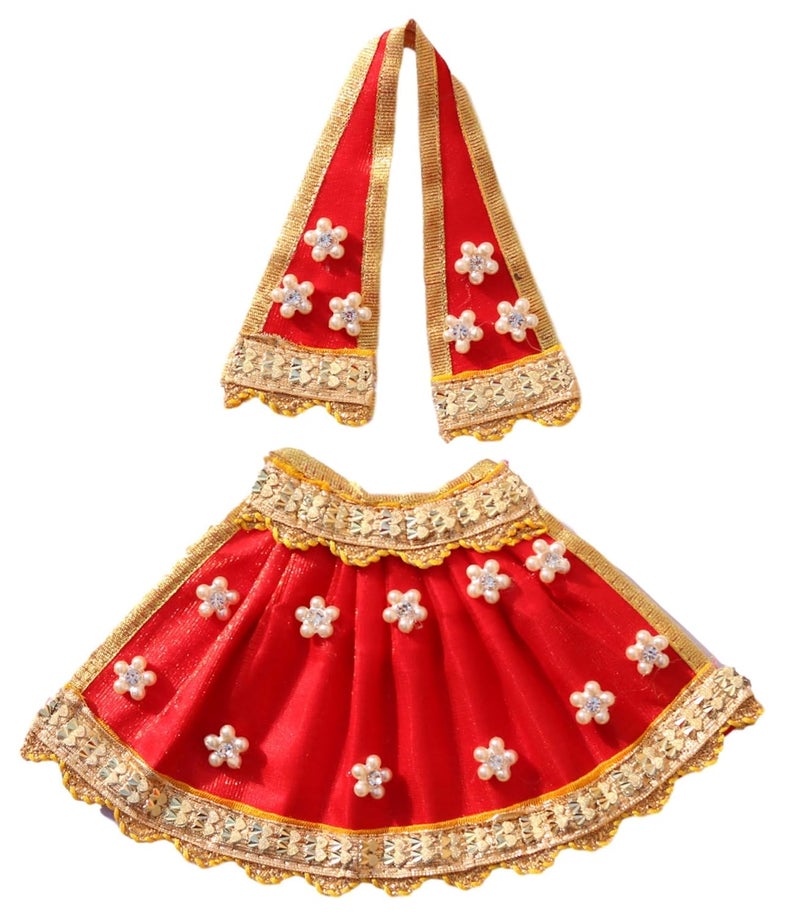 Geetanjali Crafts Handmade MATA Rani Lehnga PatkaChunri Designer Dress with Lace Work LP 252 Red Size 3