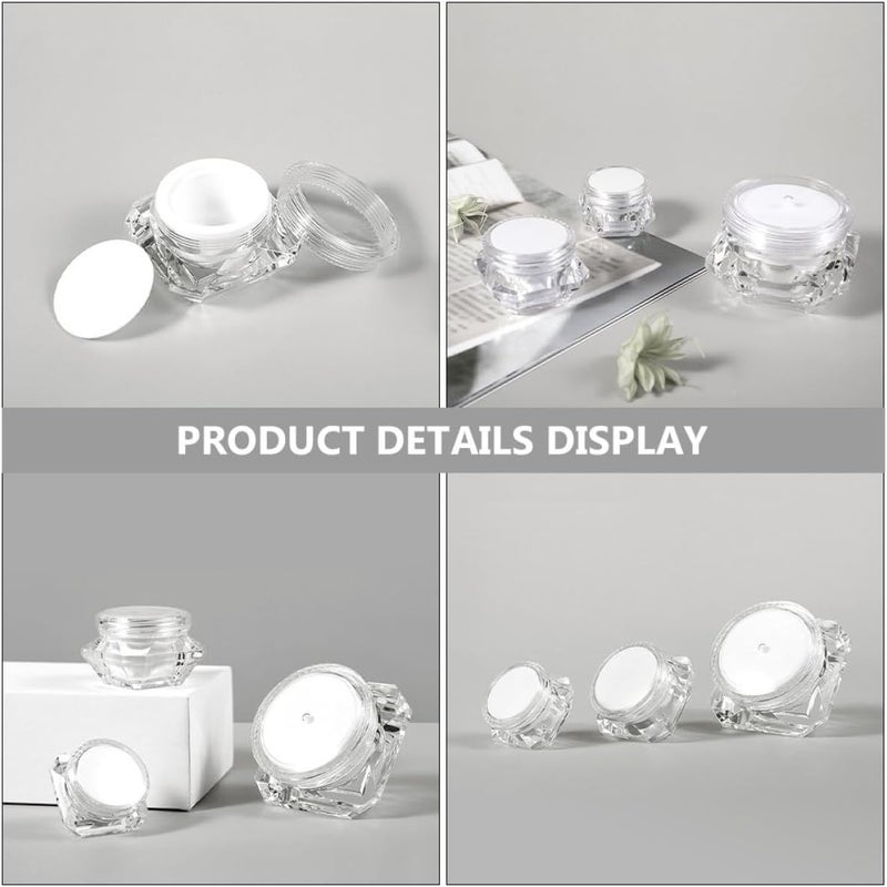 IMIKEYA 12pcs Diamond Shaped Empty Cream Jars 10g Plastic Cosmetic Storage Containers Refillable for Travel and Body Cream Samples - Image 4
