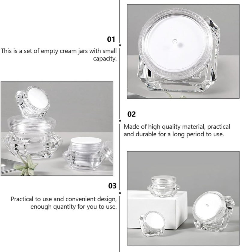 IMIKEYA 12pcs Diamond Shaped Empty Cream Jars 10g Plastic Cosmetic Storage Containers Refillable for Travel and Body Cream Samples - Image 3