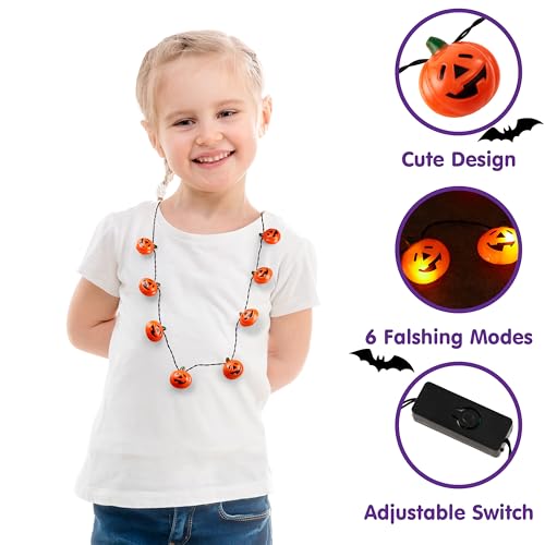 JOYIN 3 Pcs Halloween LED Necklace Pumpkin Shaped Jack o Lantern Glowing Necklaces for Halloween Party Favor and Supplies Party Costume Accessory Supplies - Image 5