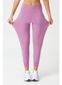 Los Ojos Women's Lavender High Waist Jogger Sweatpants Joggers  - Image 5