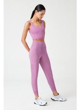 Los Ojos Women's Lavender High Waist Jogger Sweatpants Joggers  - Image 4