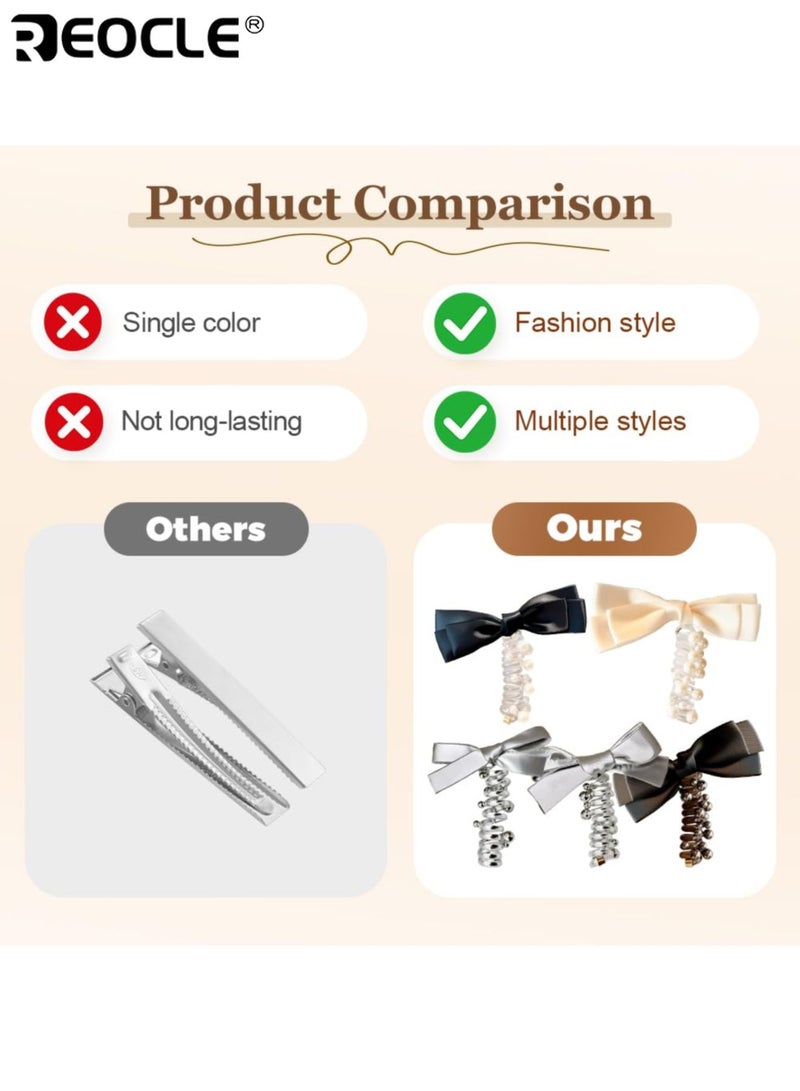 ريوكل 2 قطعة من أربطة الرأس القابلة للتعديل للبنات بتصميم فراشة مع زهور لؤلؤية، أربطة شعر بلاستيكية تناسب الحفلات والارتداء اليومي والمدرسة - Image 5