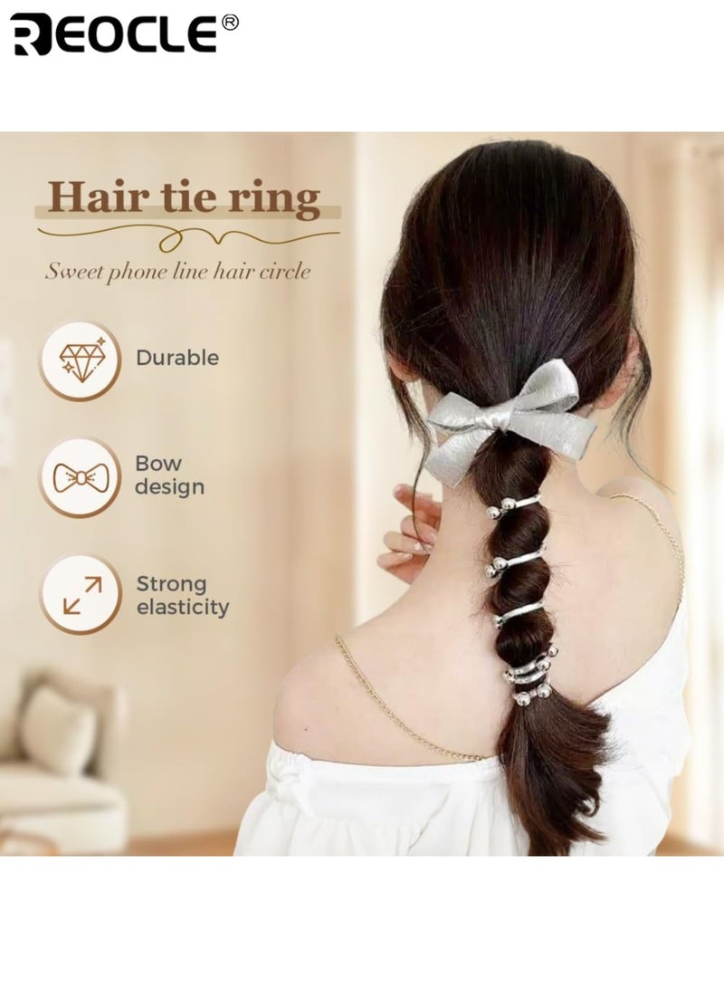 ريوكل 2 قطعة من أربطة الرأس القابلة للتعديل للبنات بتصميم فراشة مع زهور لؤلؤية، أربطة شعر بلاستيكية تناسب الحفلات والارتداء اليومي والمدرسة - Image 3