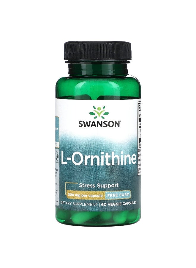 SWANSON Swanson, L-Ornithine, Free Form, 500 mg, 60 Veggie Capsules  - Image 1