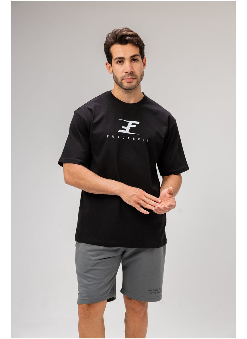 Men's Cotton Graphic Print T-shirt - Black L