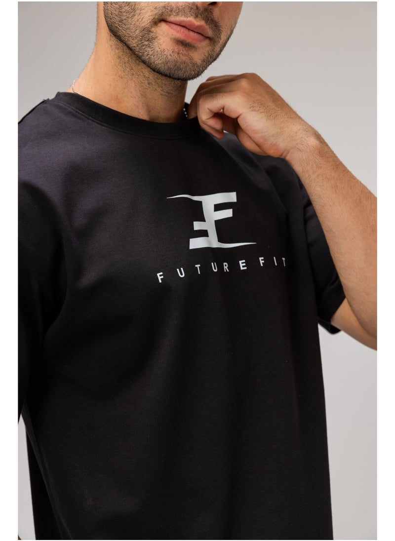 Men's Cotton Graphic Print T-shirt - Black L