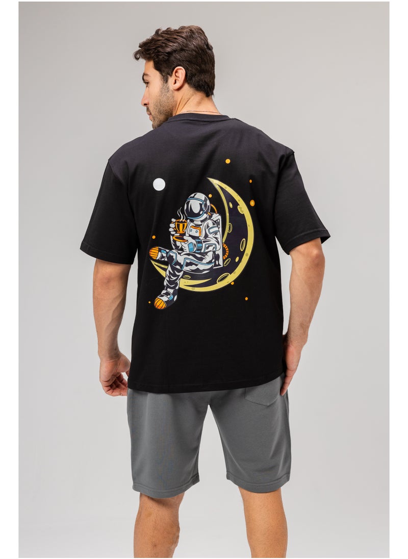 Men's Cotton Graphic Print T-shirt - Black L