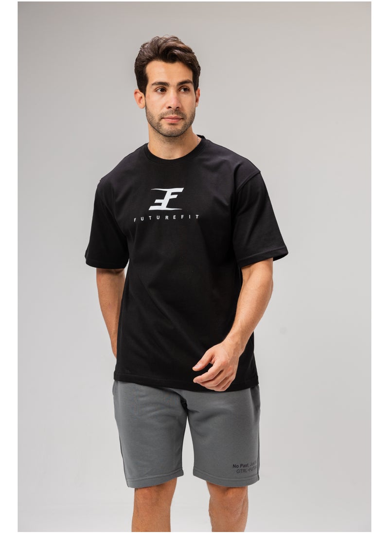 Men's Cotton Graphic Print T-shirt - Black L