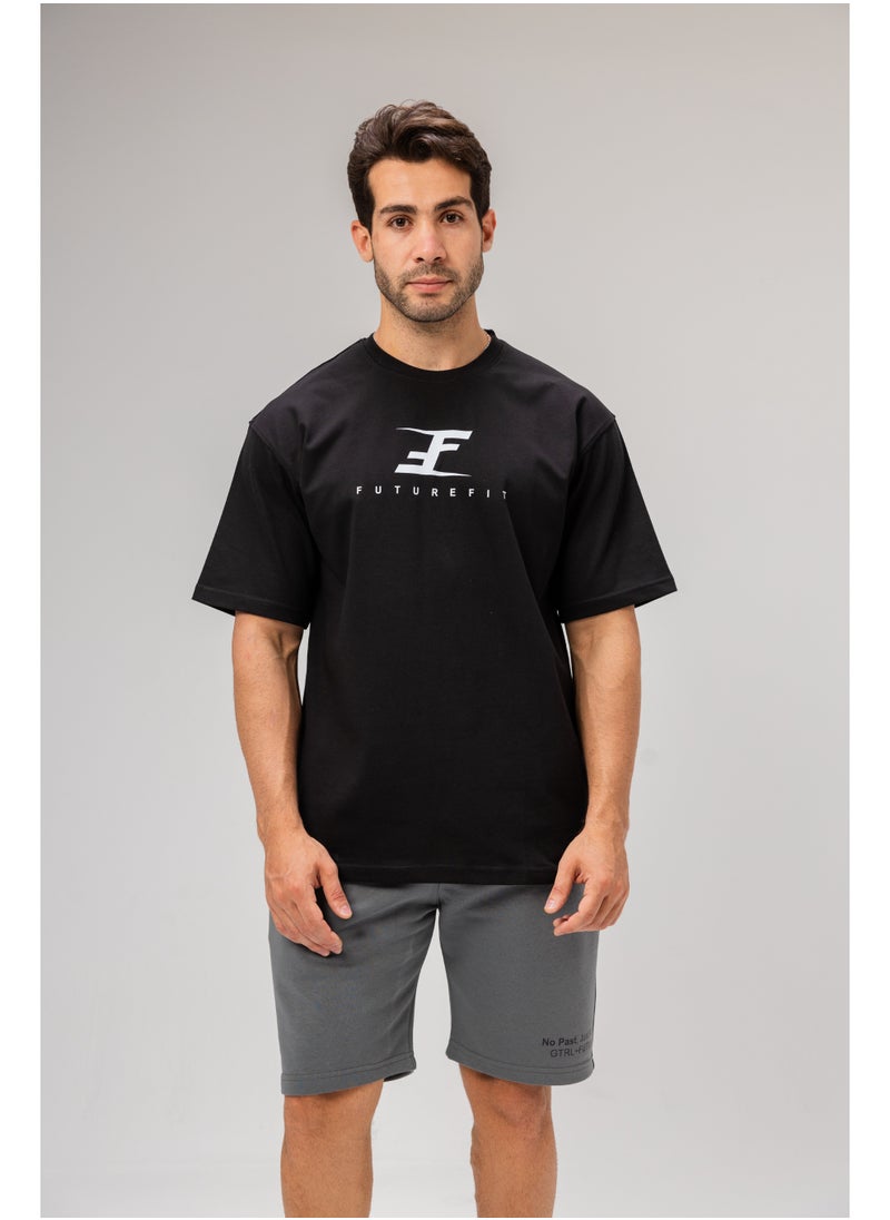 Men's Cotton Graphic Print T-shirt - Black L