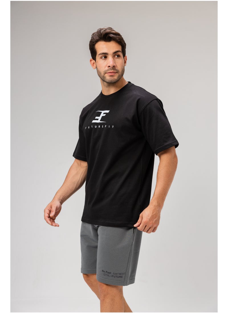 Men's Cotton Graphic Print T-shirt - Black L