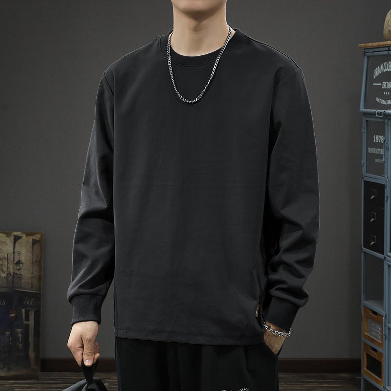 Autumn New American Heavy Long-Sleeved T-Shirt Men'S Loose Plus Size Casual Coffee Crewneck Base Shirt Sweater - Image 1