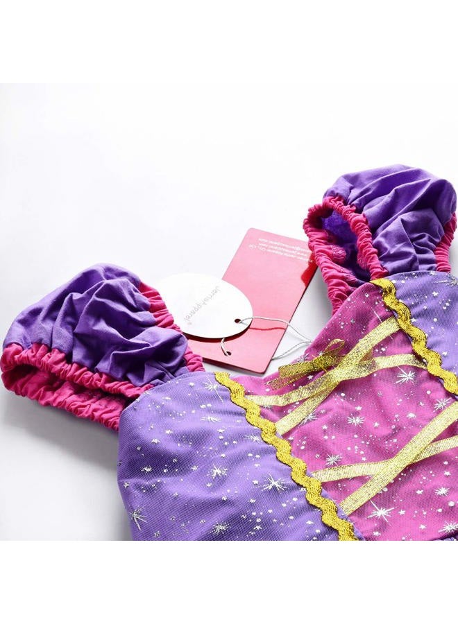JerrisApparel Girl Princess Costume Dress for Birthday Party (5, Purple with Accessories) - Image 3